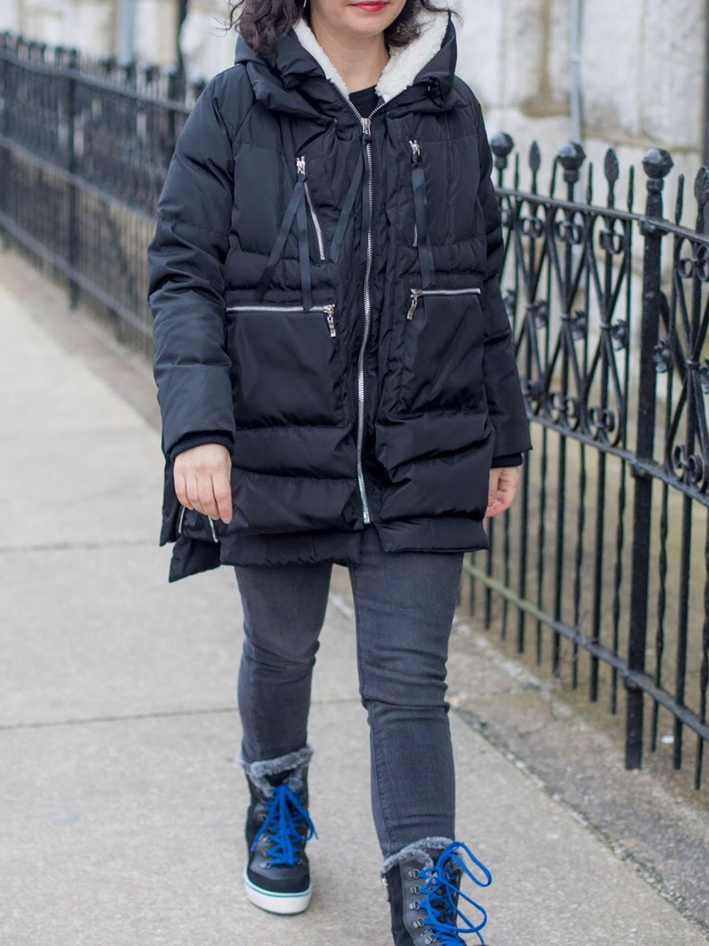 Orolay Black Parka Jacket with Orange Lining sz medium